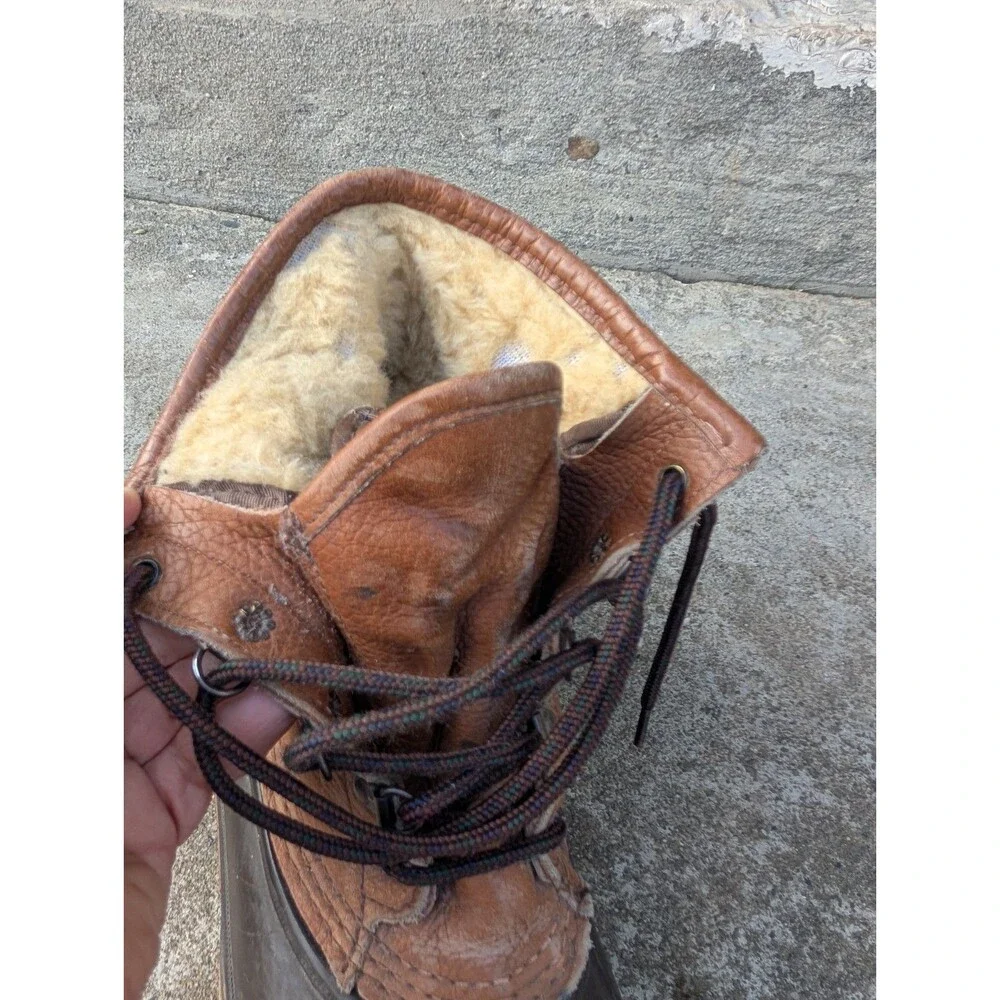 Vintage LL Bean Boots Shearling Lined Mens 11 Made in USA 5 Eyelet